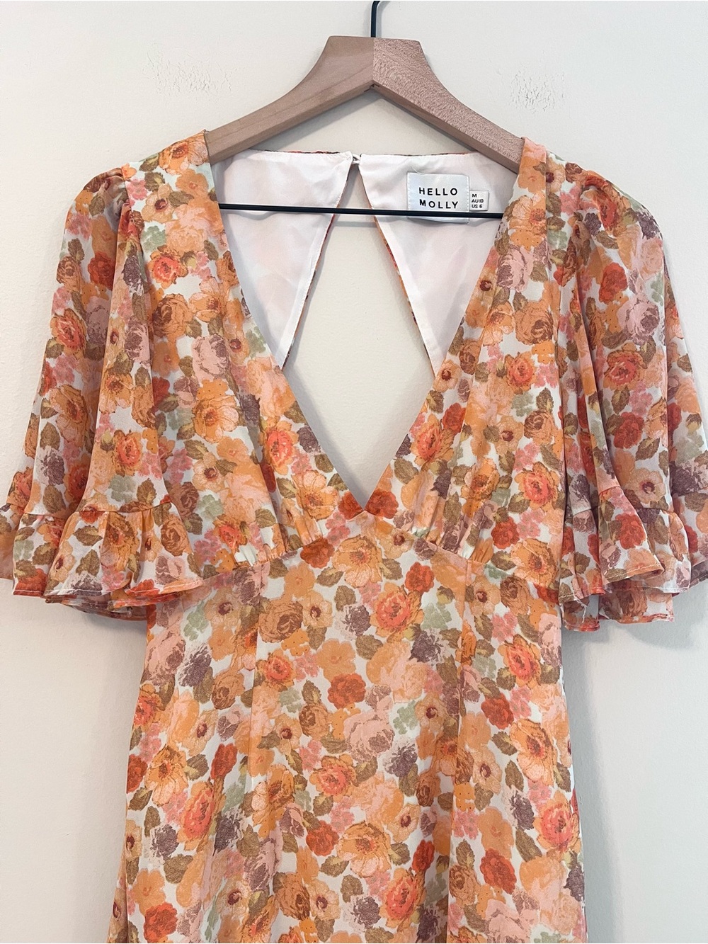 Hello Molly Women’s Lithe Sunlight Mini Dress Size M Floral Backless Ruffle - Picture 5 of 10